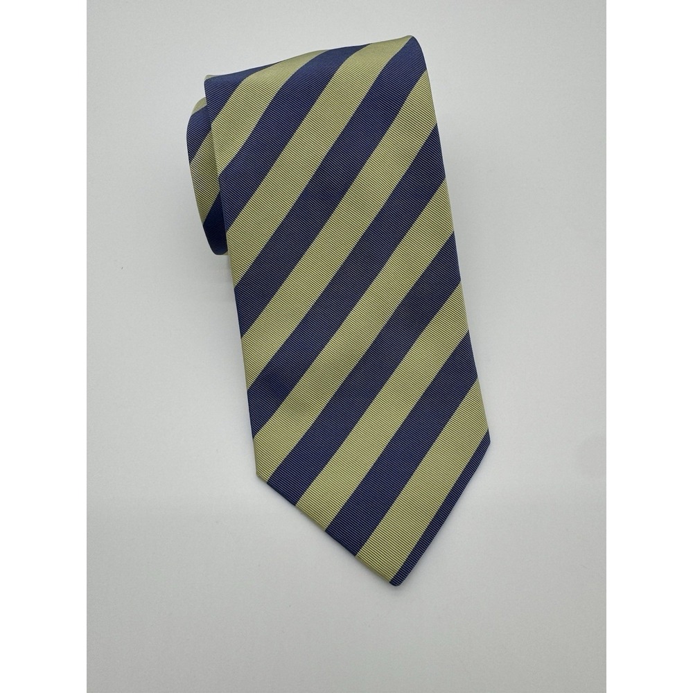 Florence Style Silk Tie Made in Italy Blue Green Diagonal Stripe Classic Necktie